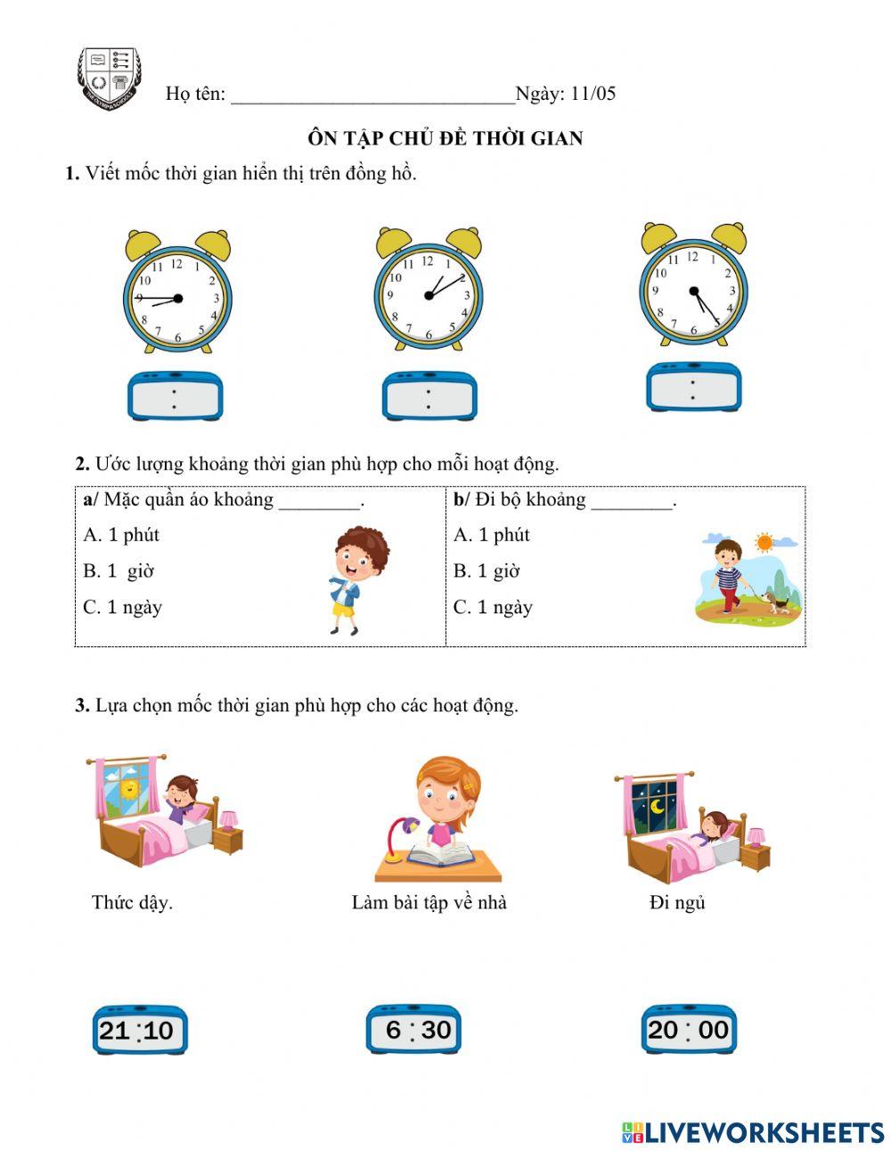 Đồng hồ thứ nhất trong phiếu